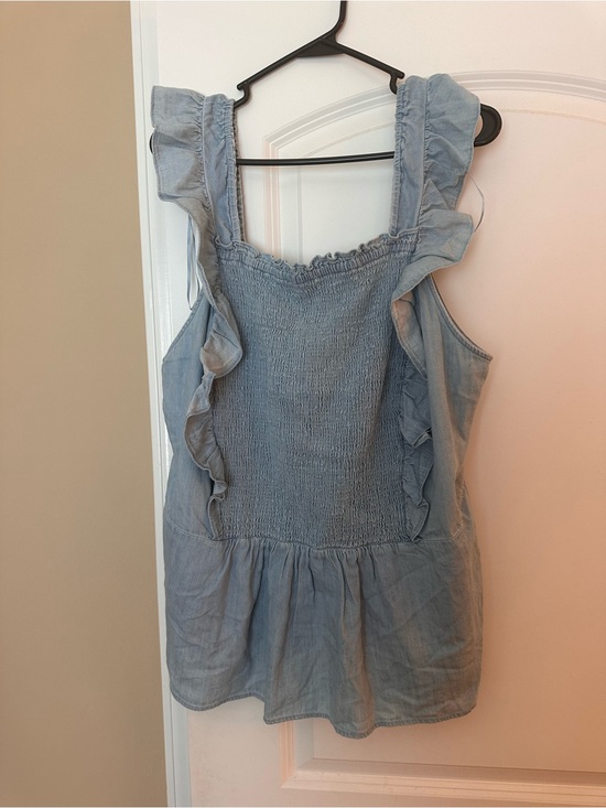 Old Navy Tops - Old Navy Light Blue Ruffle Smocked Peplum Camisole